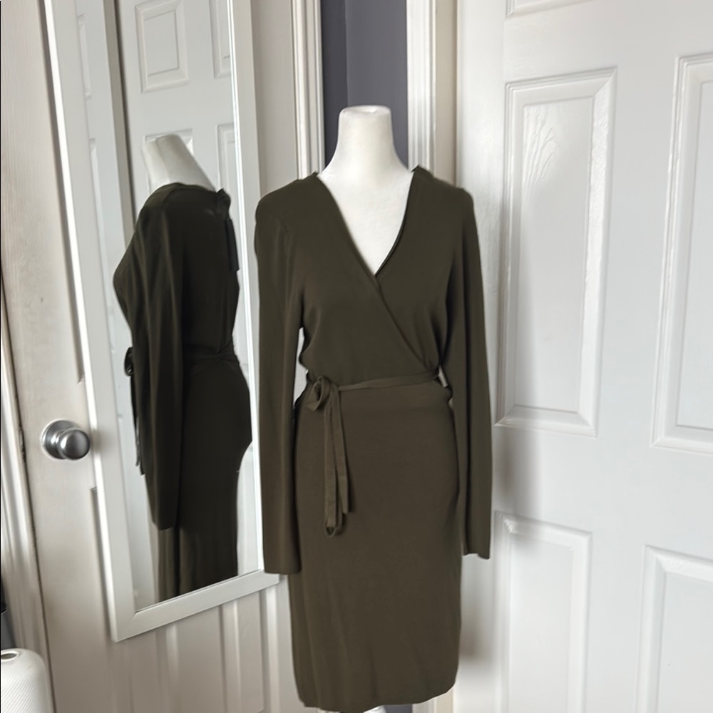 Banana Republic olive green wrap dress